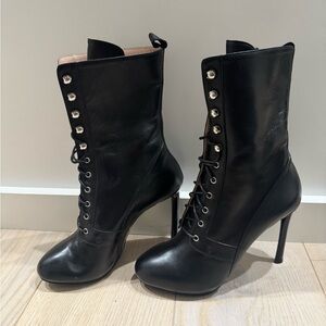 Enrico Cuini Beverly Black Lace-Up Women's Boots size 36.5. brand new